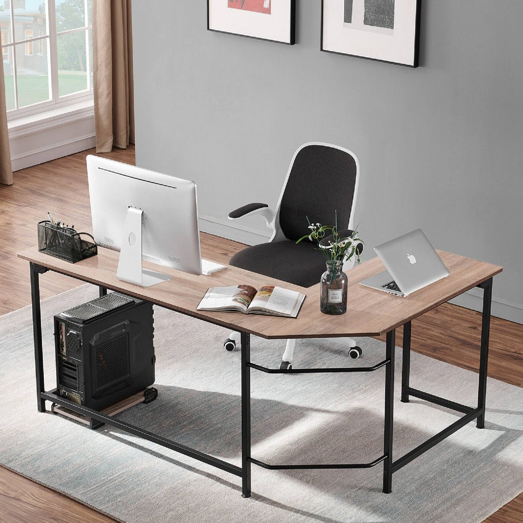 Oak L-Shaped Office Computer Desk W839