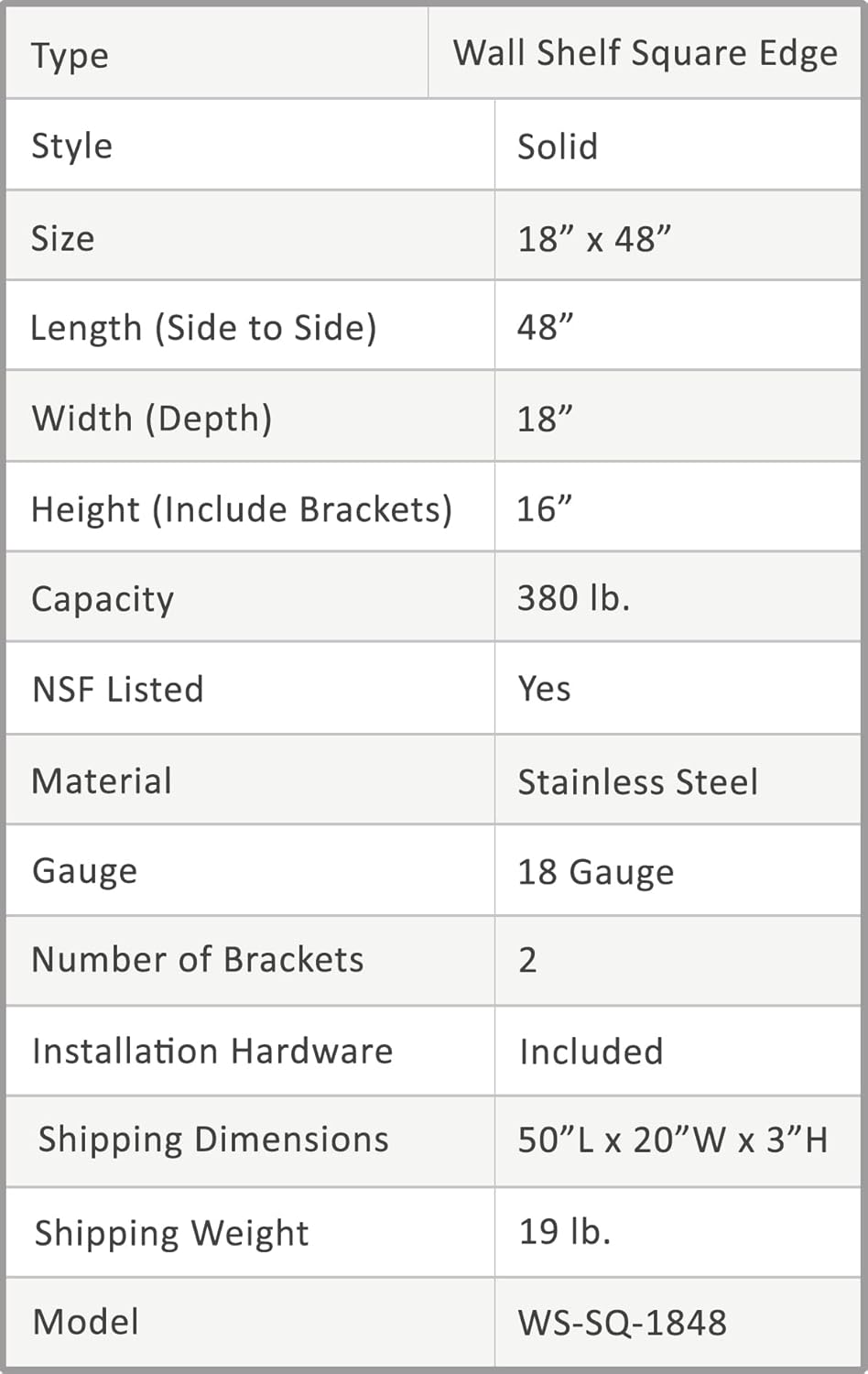 Stainless Steel Wall Shelf N4070