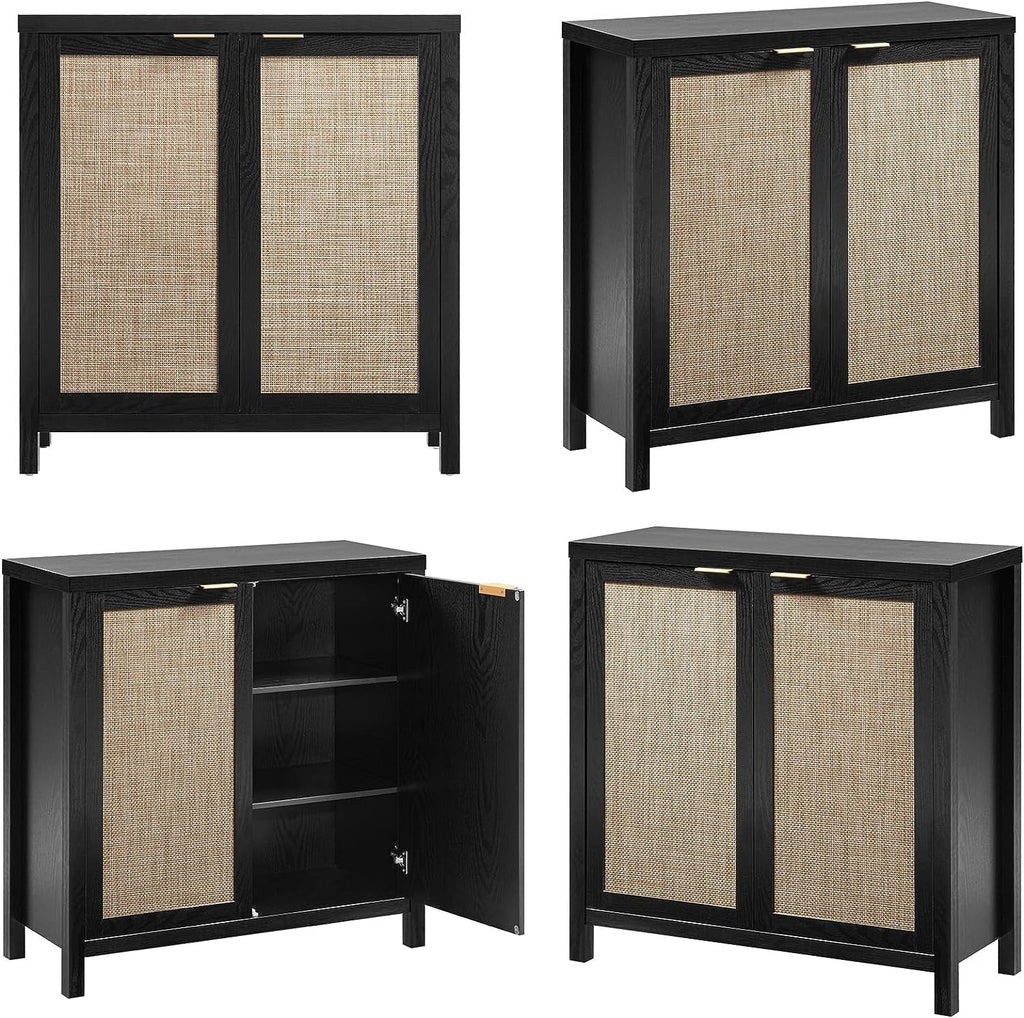 Set of 2 Rattan Cabinet with Doors D40400