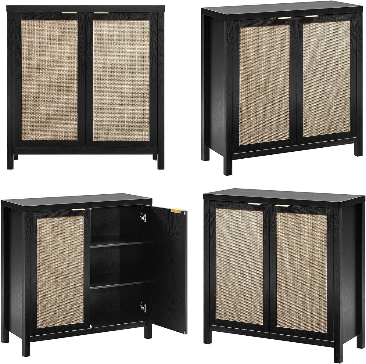 Set of 2 Rattan Cabinet with Doors D40400