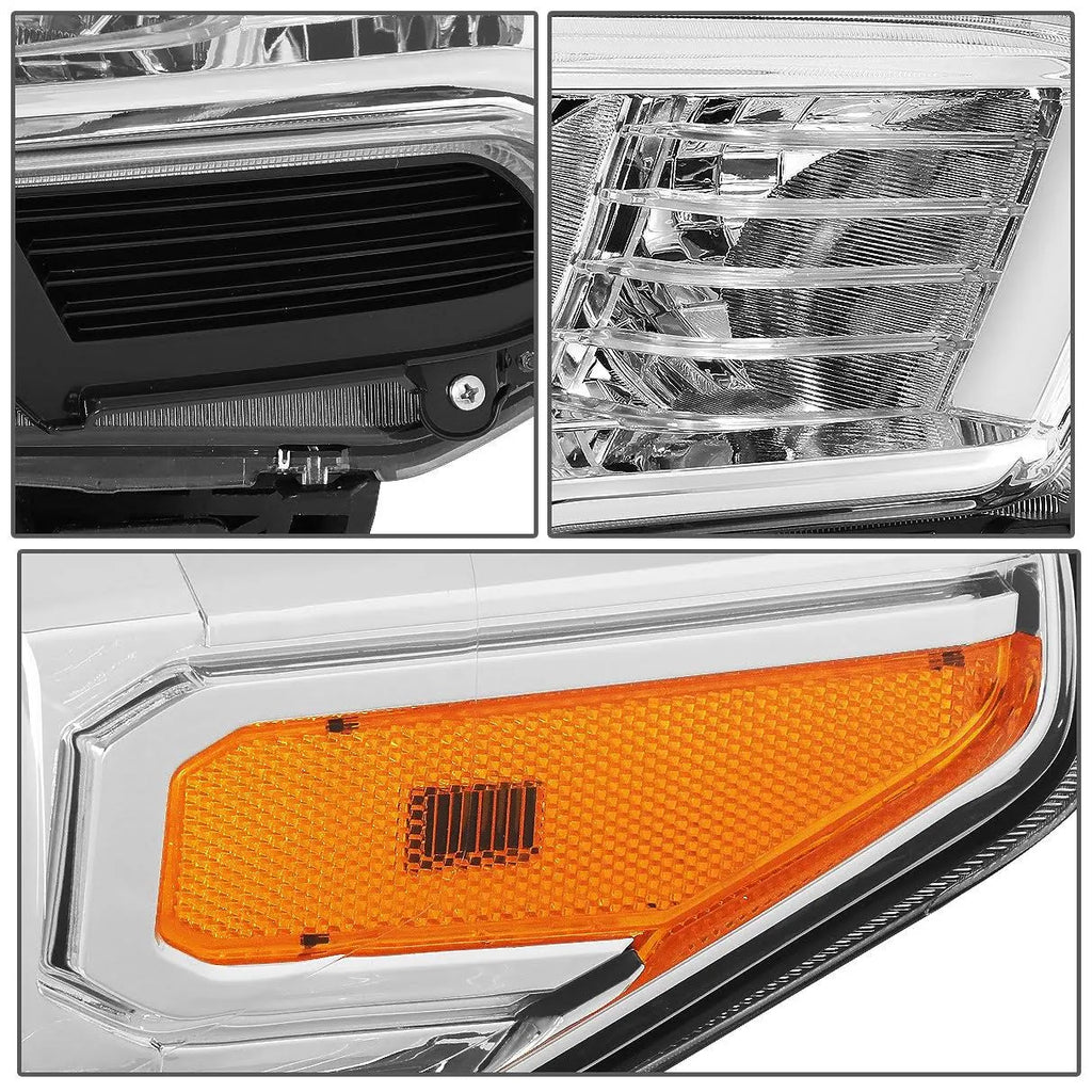 Chrome Housing Amber Projector Headlight Set B5374