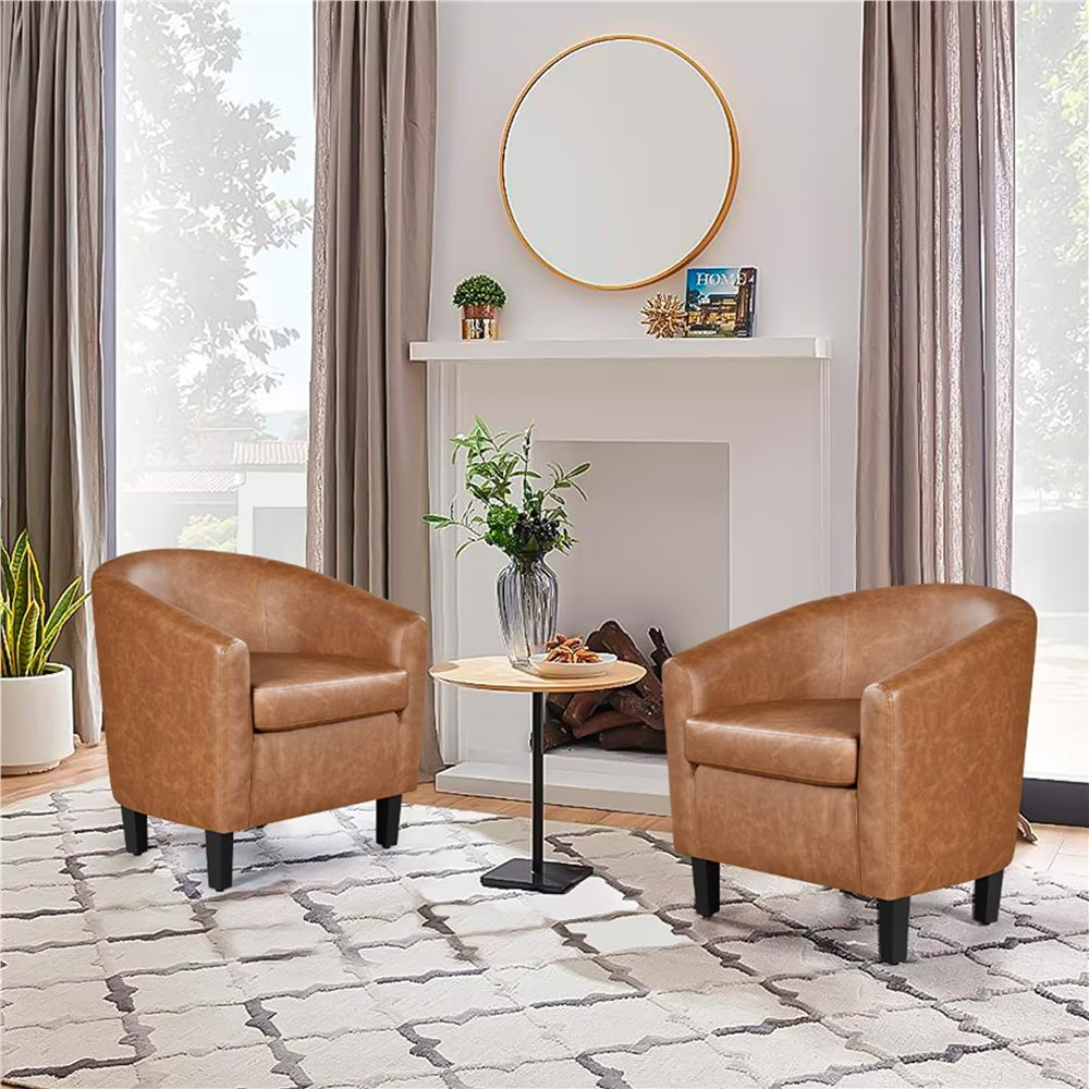 Brown Faux Leather Accent Chair Y628762