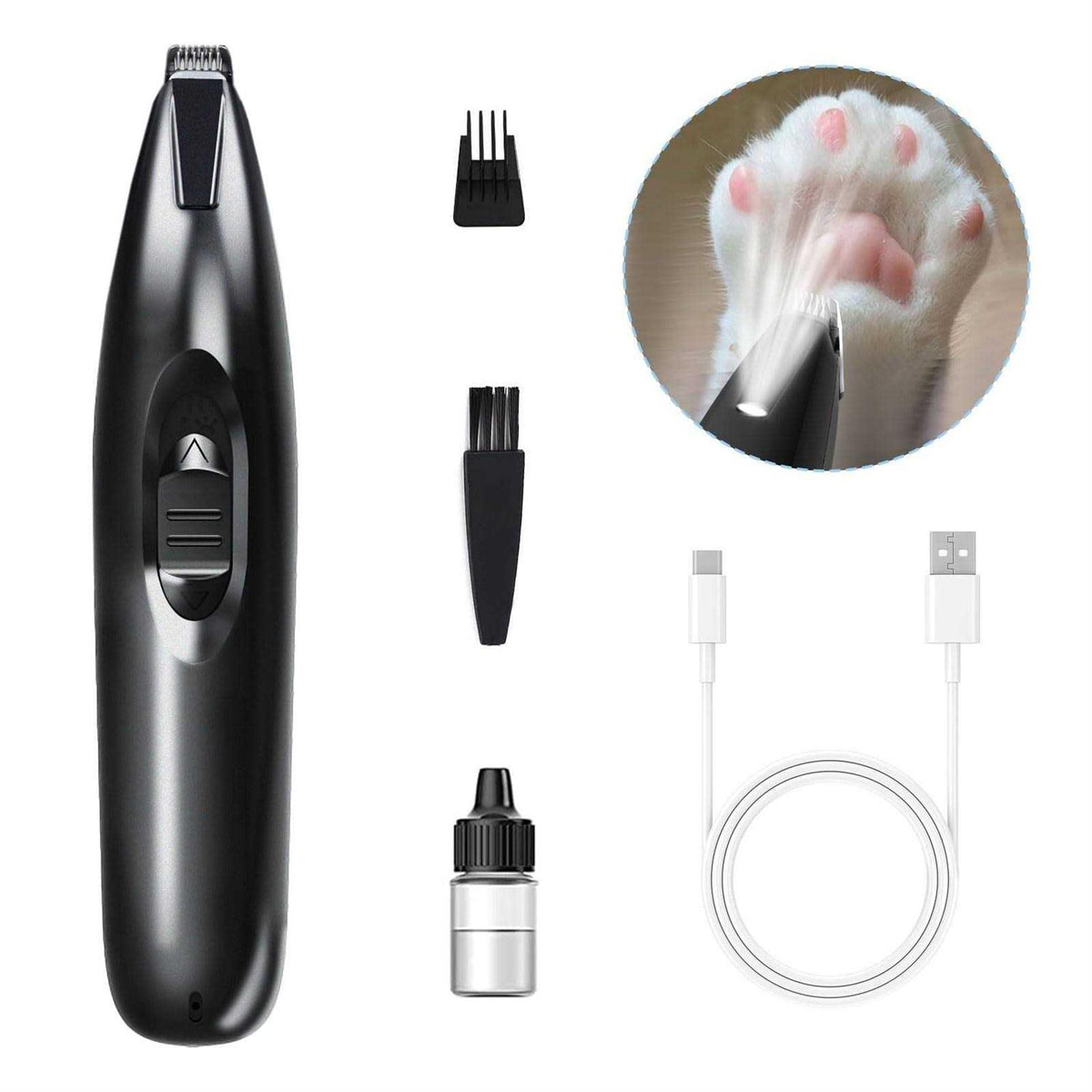 Dog Paw Trimmer with LED Cordless Rechargeable Dog Clippers O189