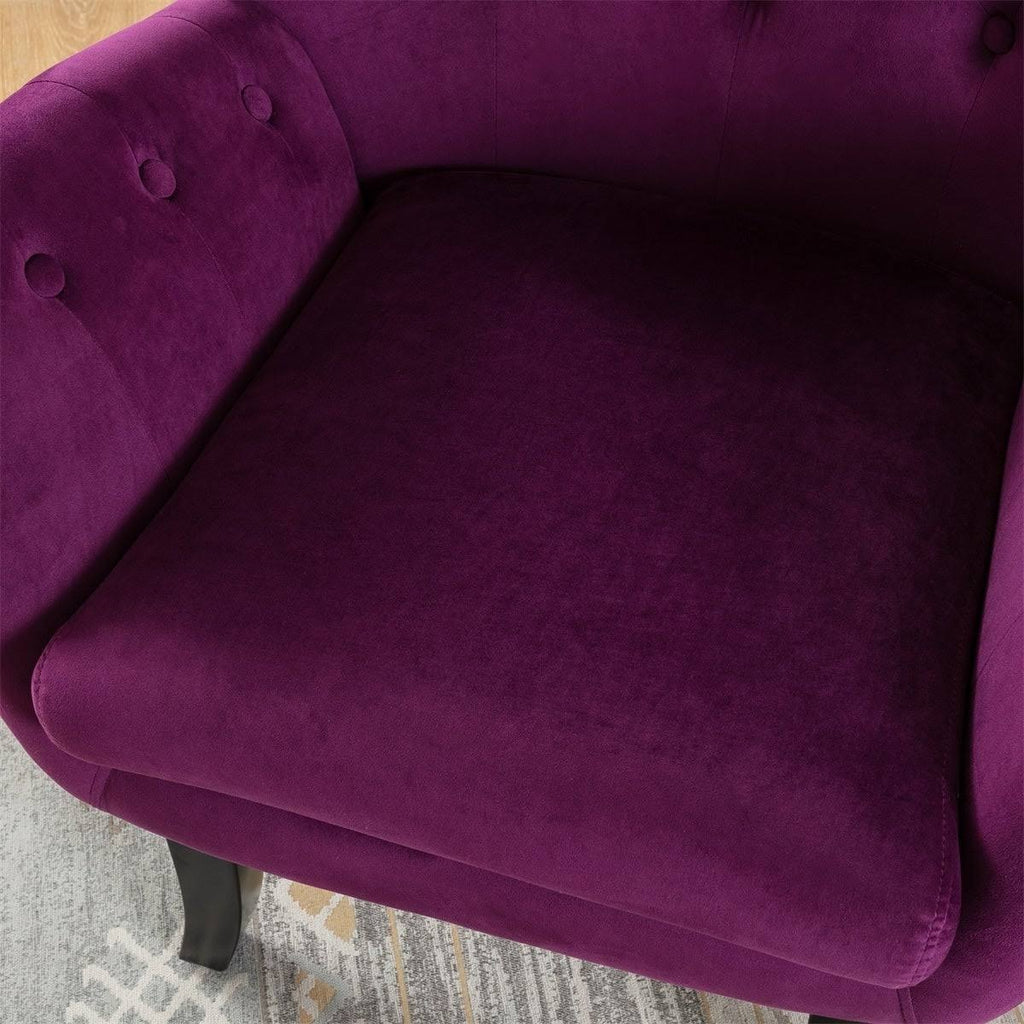 Beige Velvet Tufted Wingback Accent Chair T8705