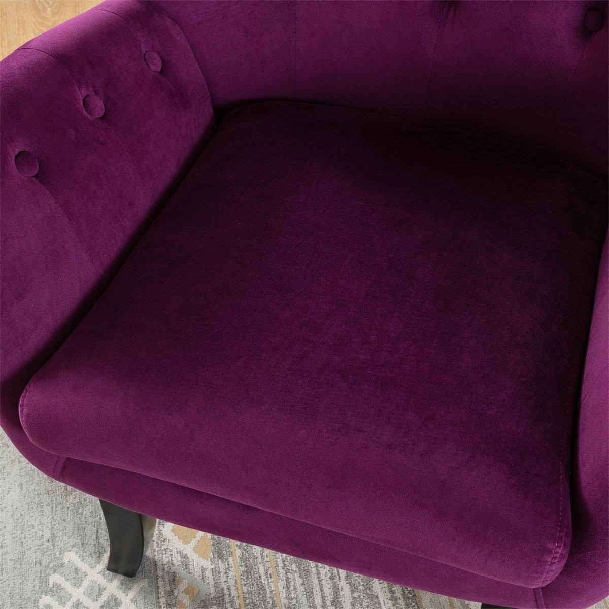 Beige Velvet Tufted Wingback Accent Chair T8705