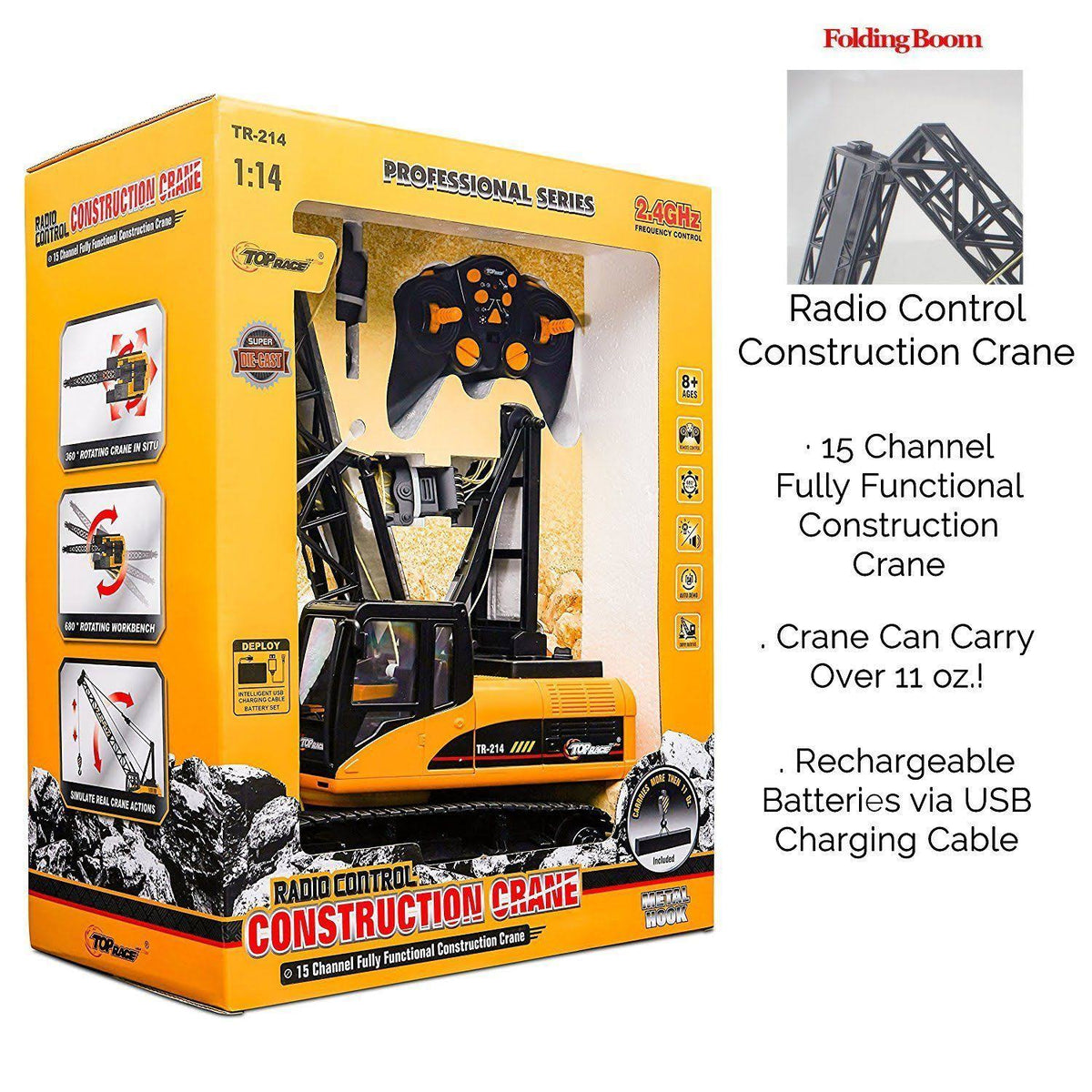 15 Channel Remote Control Crane 1 14 Scale RC Construction Toy Y75408