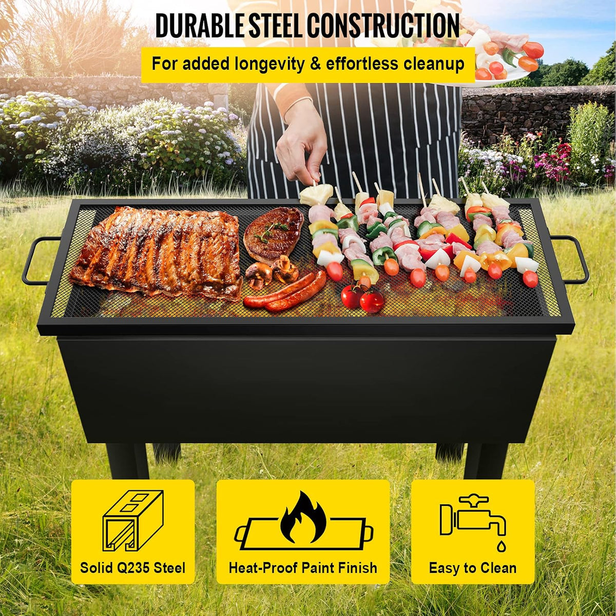 32 x 15 inch Black Steel Fire Pit Grill Grate S9162