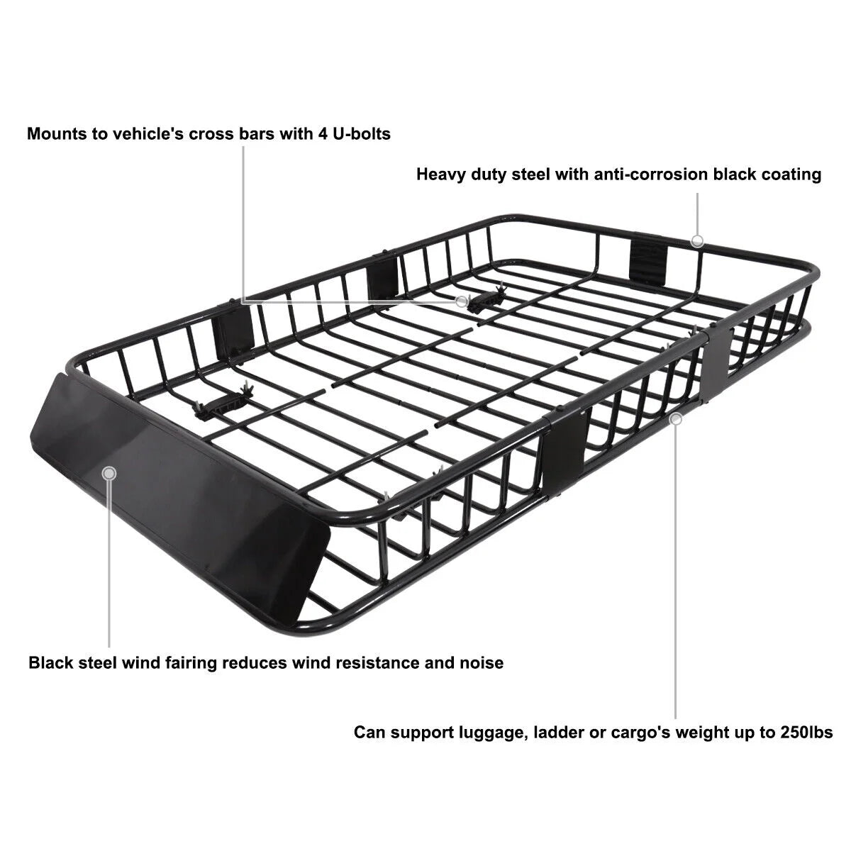 64" Extendable Steel Roof Rack Cargo Carrier Basket X905655