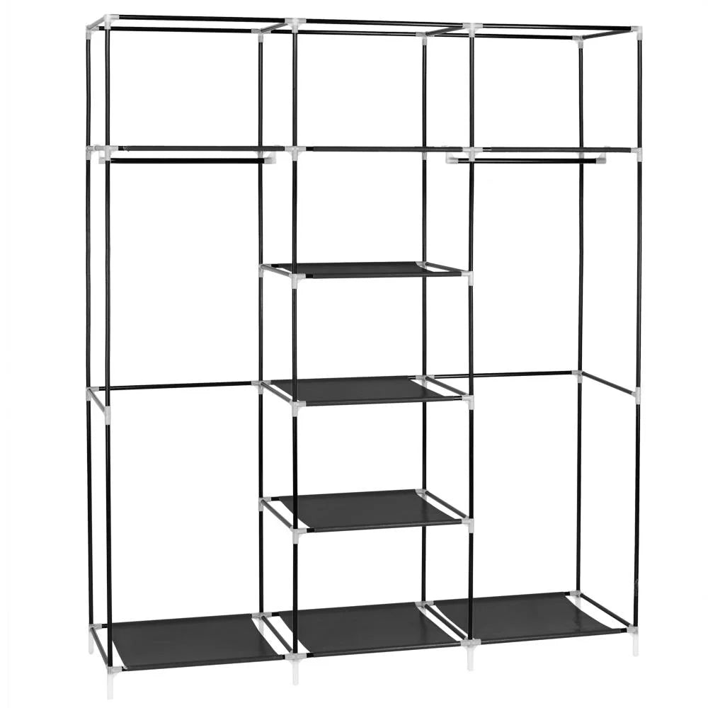 69'' Black Portable Closet Wardrobe with Metal Shelves P234