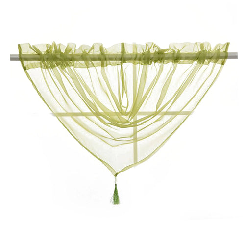 15 Color Solid Sheer Voile Curtains with Tassle K9608