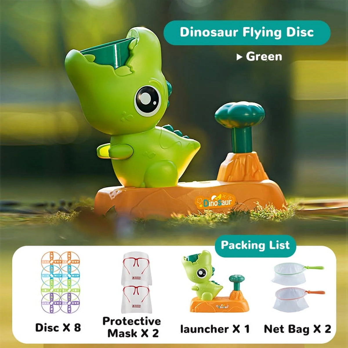 Flying Disc Launcher Outdoor Toy Green X329235