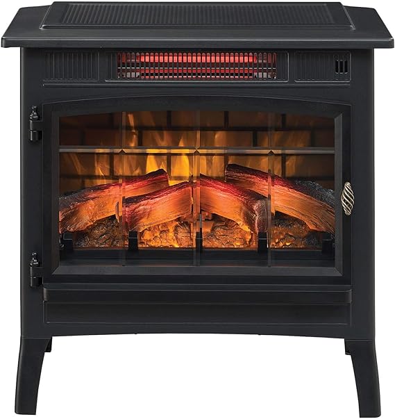 Black Electric Infrared Fireplace Stove with 3D Flame Effect I1193