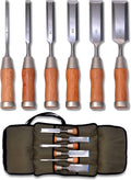 6 Pcs Japanese Wood Chisel Set with Carrying Case P4622