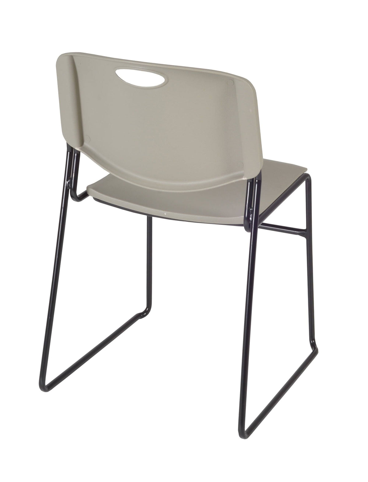 Mahogany Square Breakroom Table with 4 Grey Stack Chairs A112454