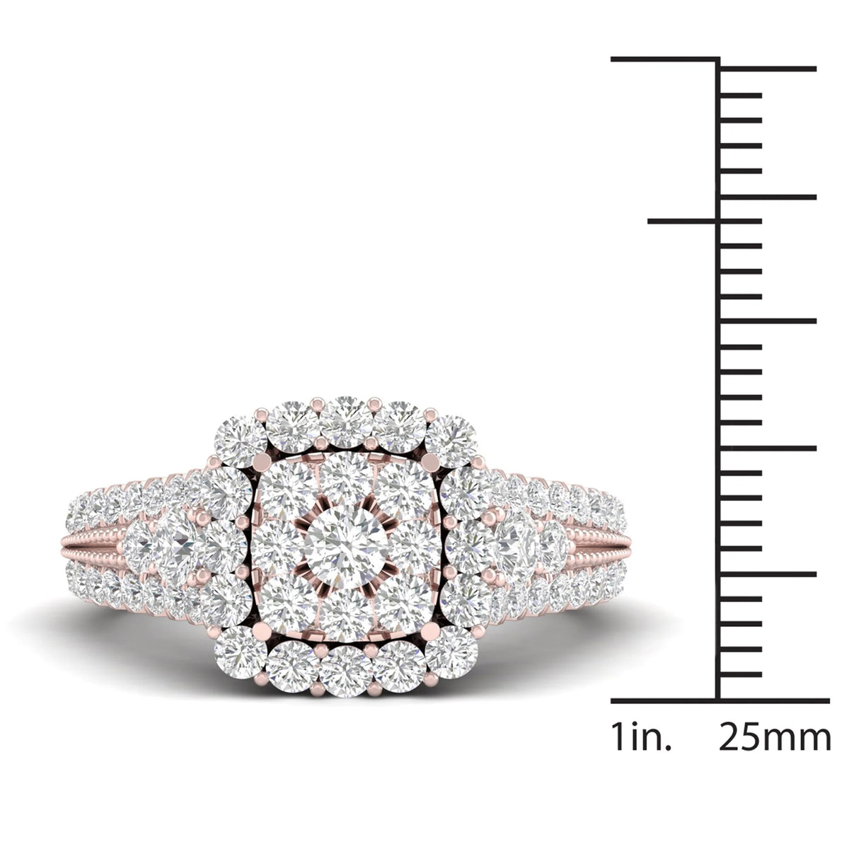 14K Rose Gold Diamond Cluster Engagement Ring P62466
