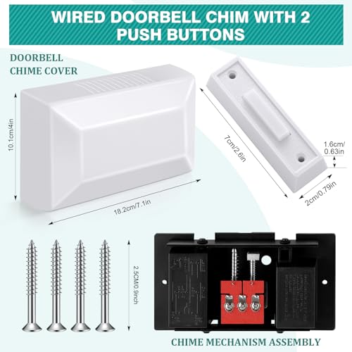 Wired Doorbell Chime Kit, 2 16V 10VA Two Note Lighted Doorbell Push Buttons, Black R723