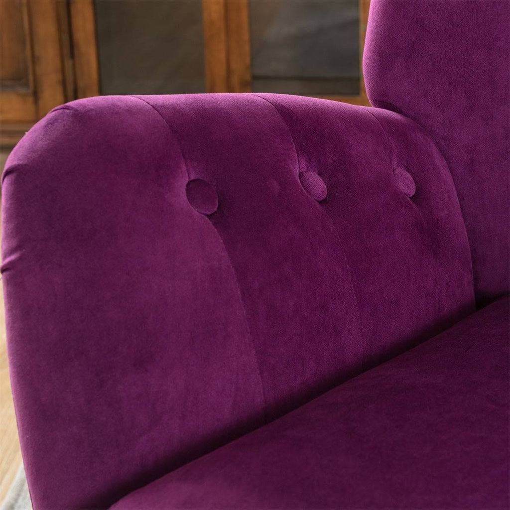Beige Velvet Tufted Wingback Accent Chair T8705