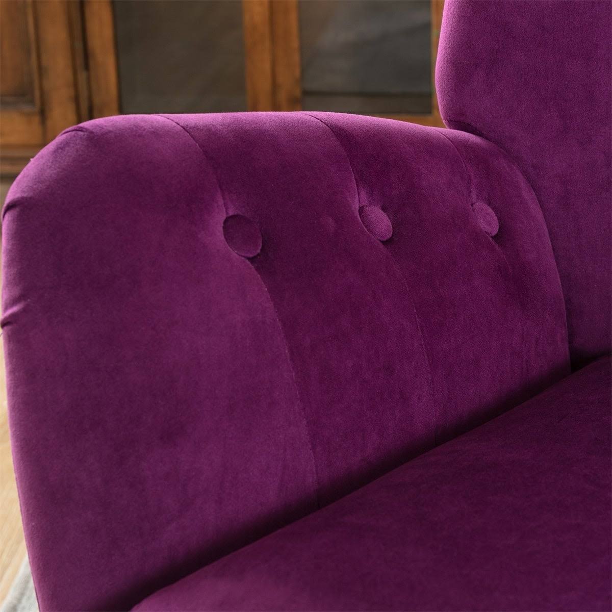 Beige Velvet Tufted Wingback Accent Chair T8705