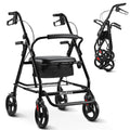 Black Height Adjustable Rollator Walker with Armrest and Backrest R160807