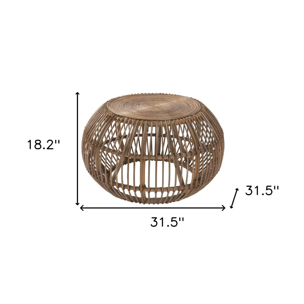 Natural Rattan Round Distressed Coffee Table B6223