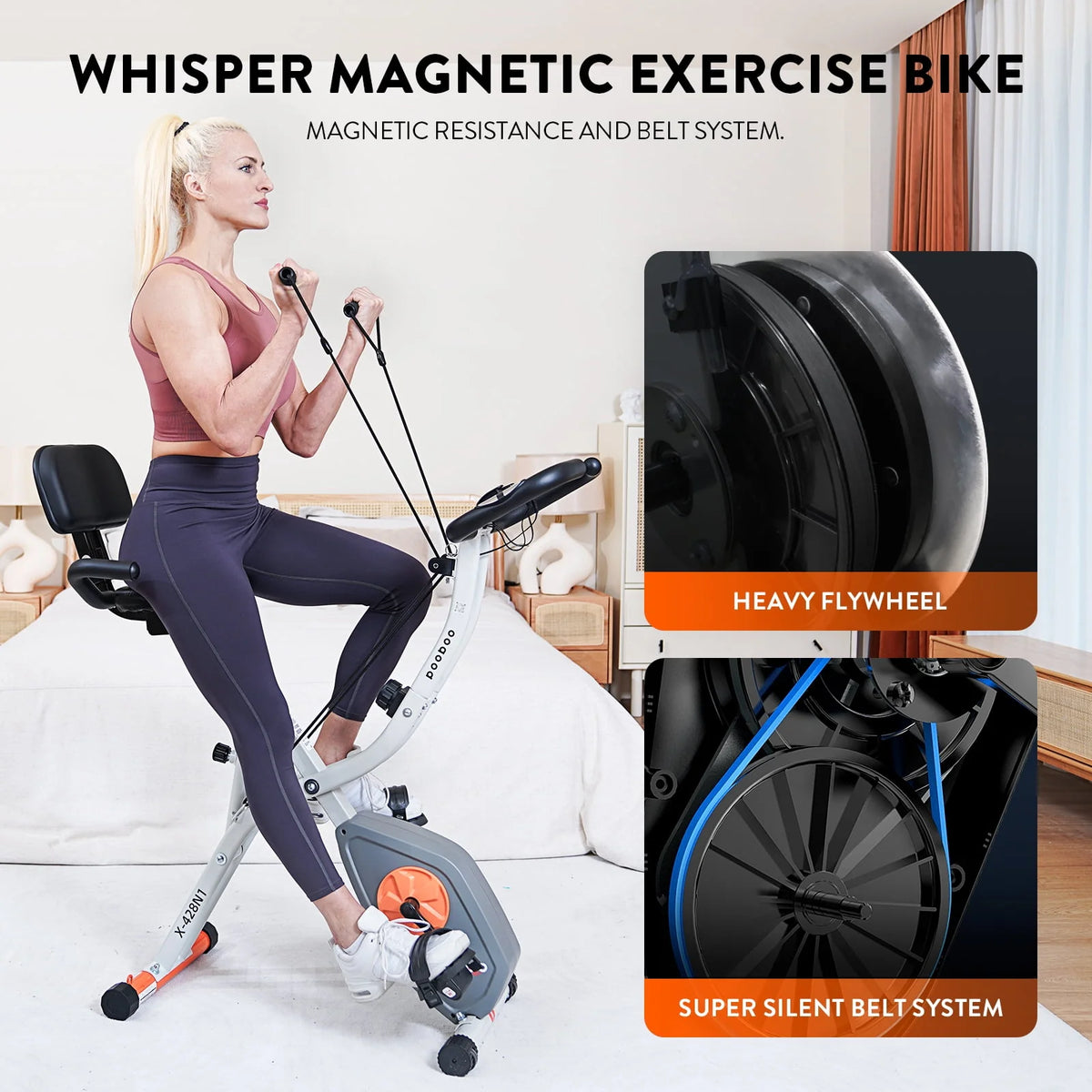 Folding Exercise Bike with 8 Level Adjustable Magnetic Resistance P86997