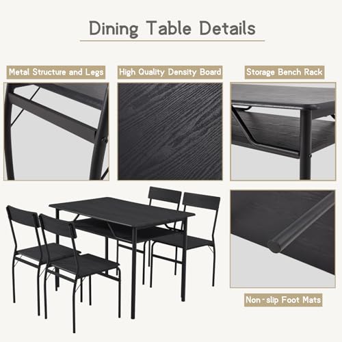 Natural Wood Dining Table Set for 4 K419248