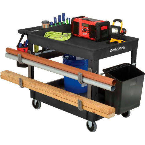 Plastic 2 Tray Black Utility Cart Y608