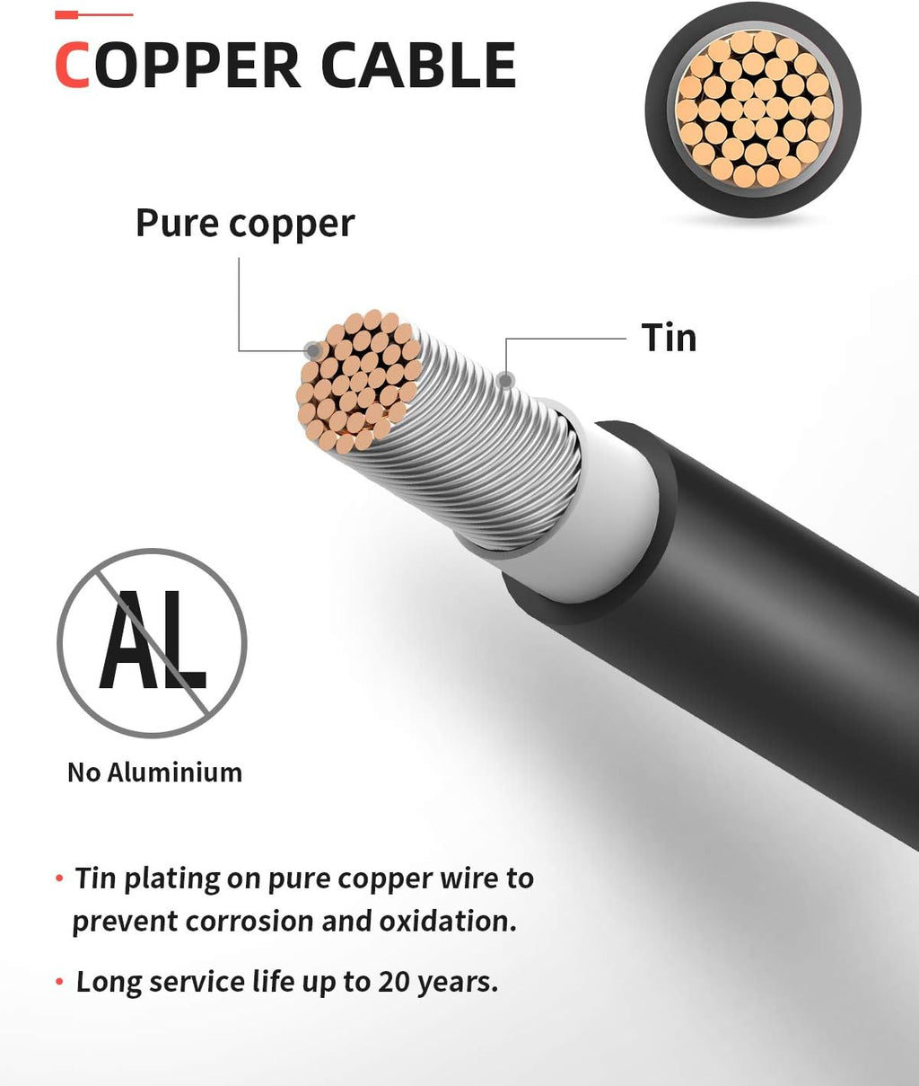 30 Feet 10AWG Solar Extension Cable with Connectors N9037