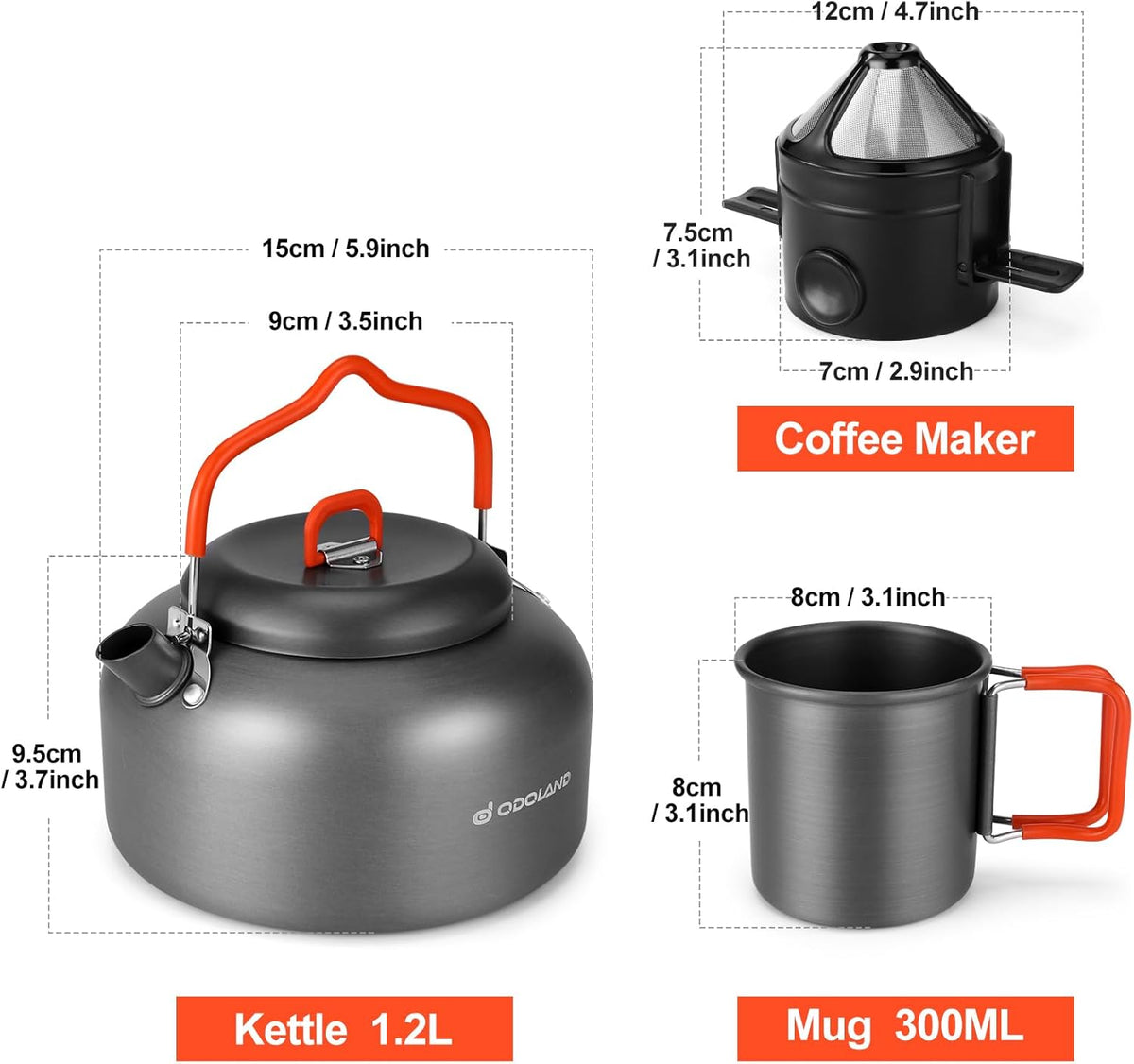 1.2L Camping Coffee Pot with Mug and Coffee Filter O512
