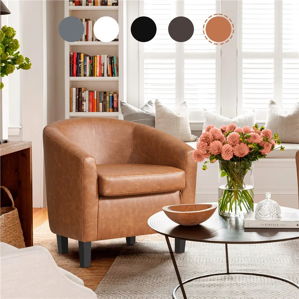 Brown Faux Leather Accent Chair Y628762