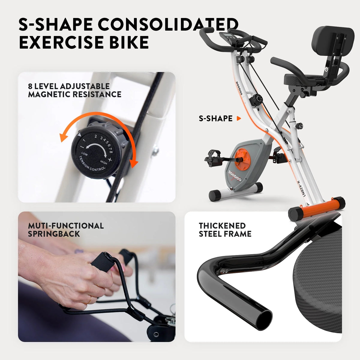 Folding Exercise Bike with 8 Level Adjustable Magnetic Resistance P86997