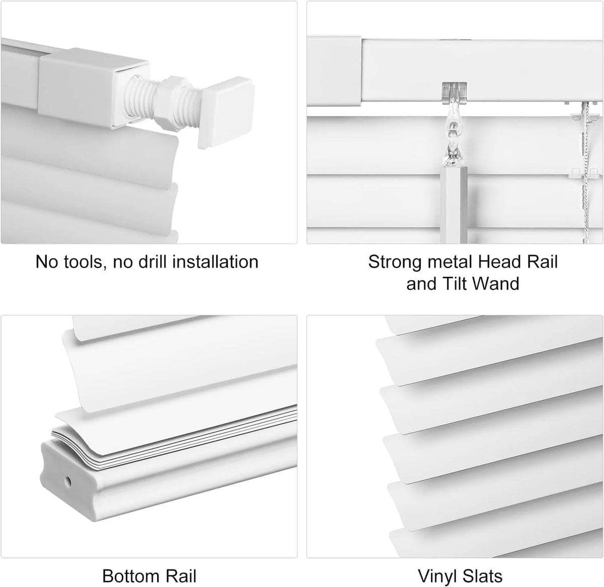 1" Vinyl Horizontal Mini Blinds 36" W x 64" H White Q5009
