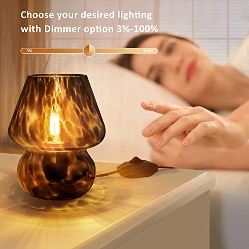Pink Glass Dimmable Mushroom Table Lamp A3334
