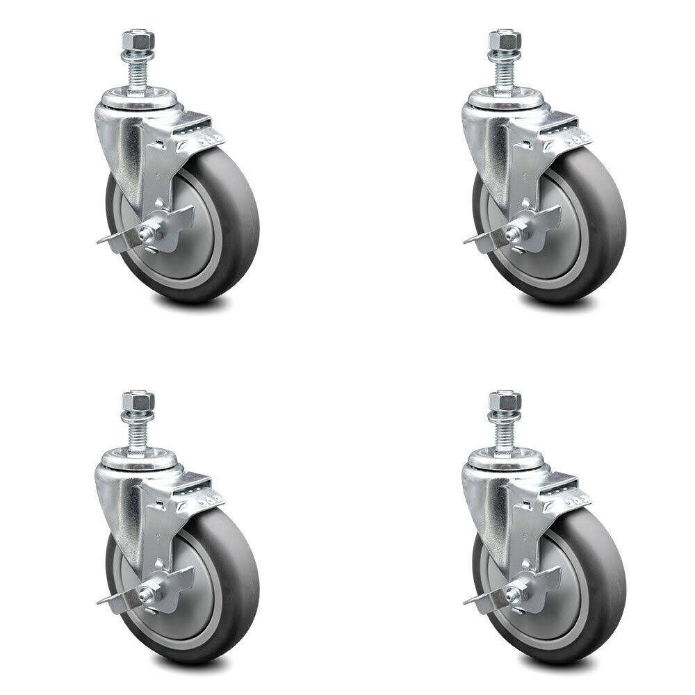 5 inch Thermoplastic Rubber Swivel Caster Set with Brake B26736