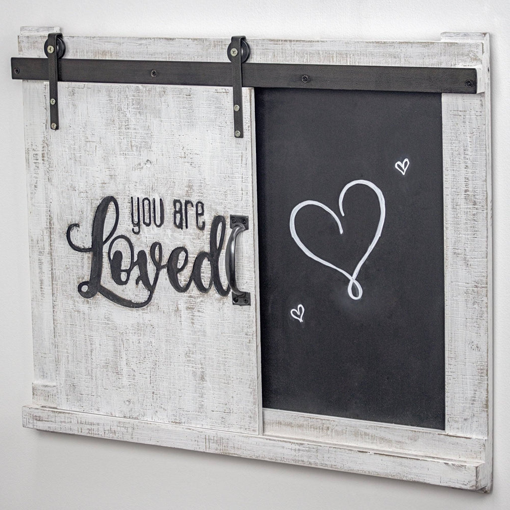 White Wall Mounted Chalkboard Message Board W6794