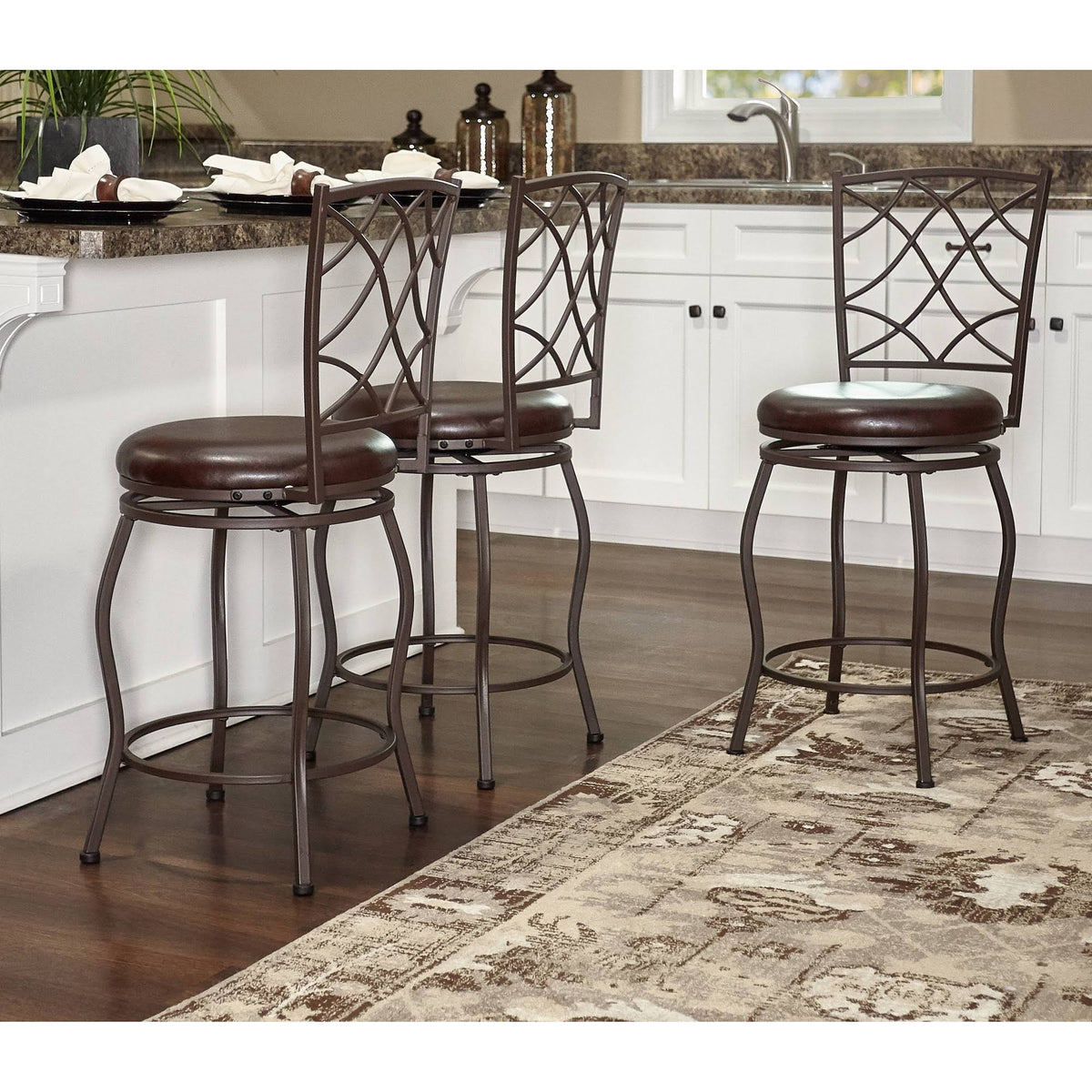 Brown Adjustable Stool Set of Three N18550