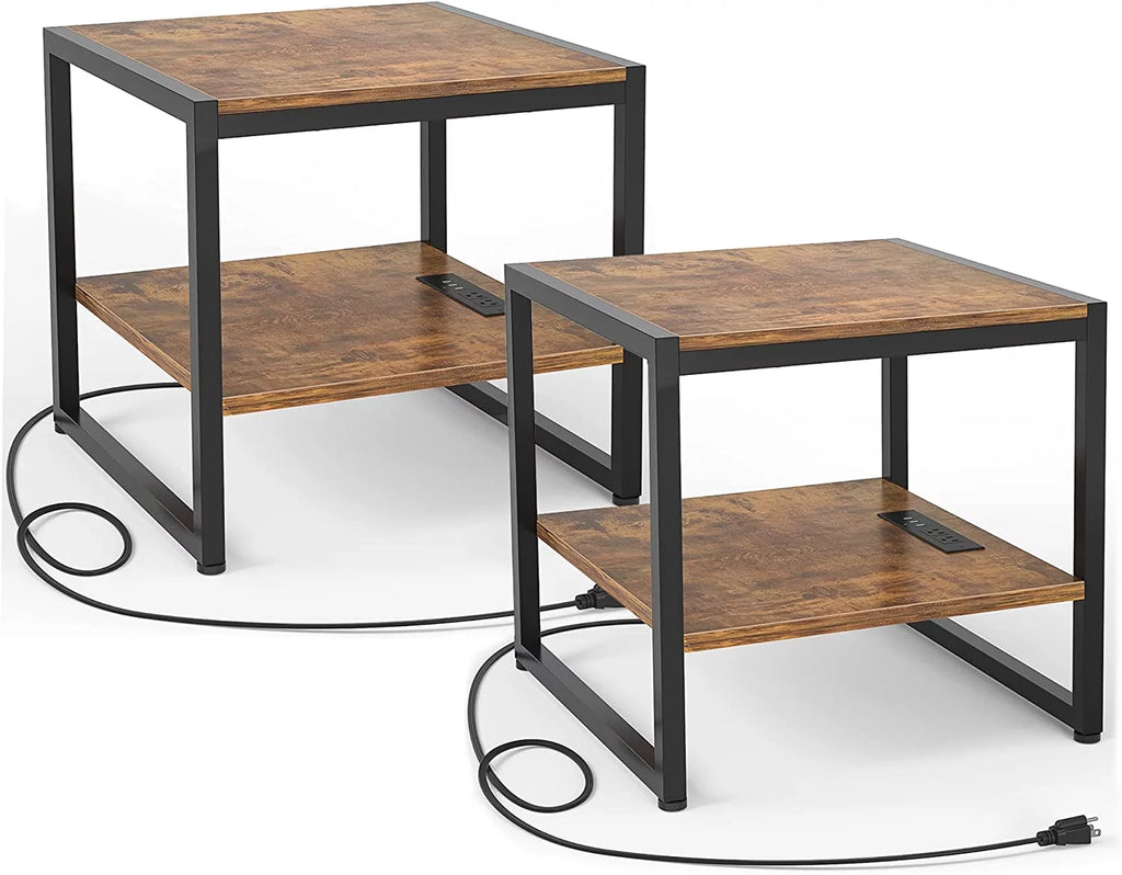 20 Inch Square End Table with Charging Station A602