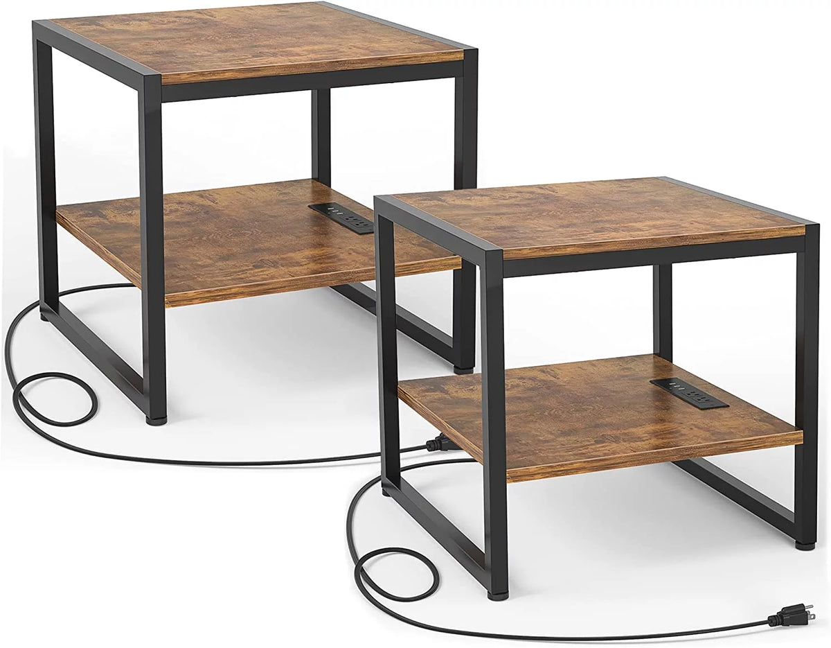 20 Inch Square End Table with Charging Station A602