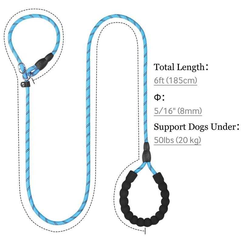 6 FT Reflective Rope Slip Lead Dog Leash with Padded Handle L756