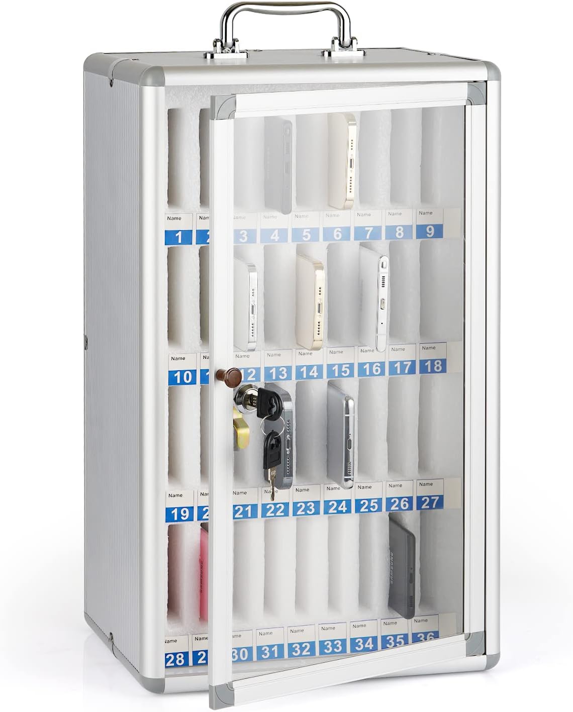 Aluminum Alloy 36 Slots Cell Phones Storage Cabinet M704019