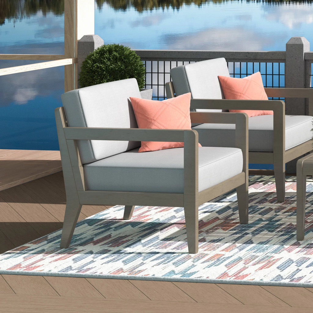 Gray Wood Outdoor Lounge Armchair C7643