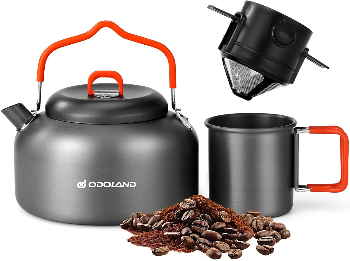 1.2L Camping Coffee Pot with Mug and Coffee Filter O512