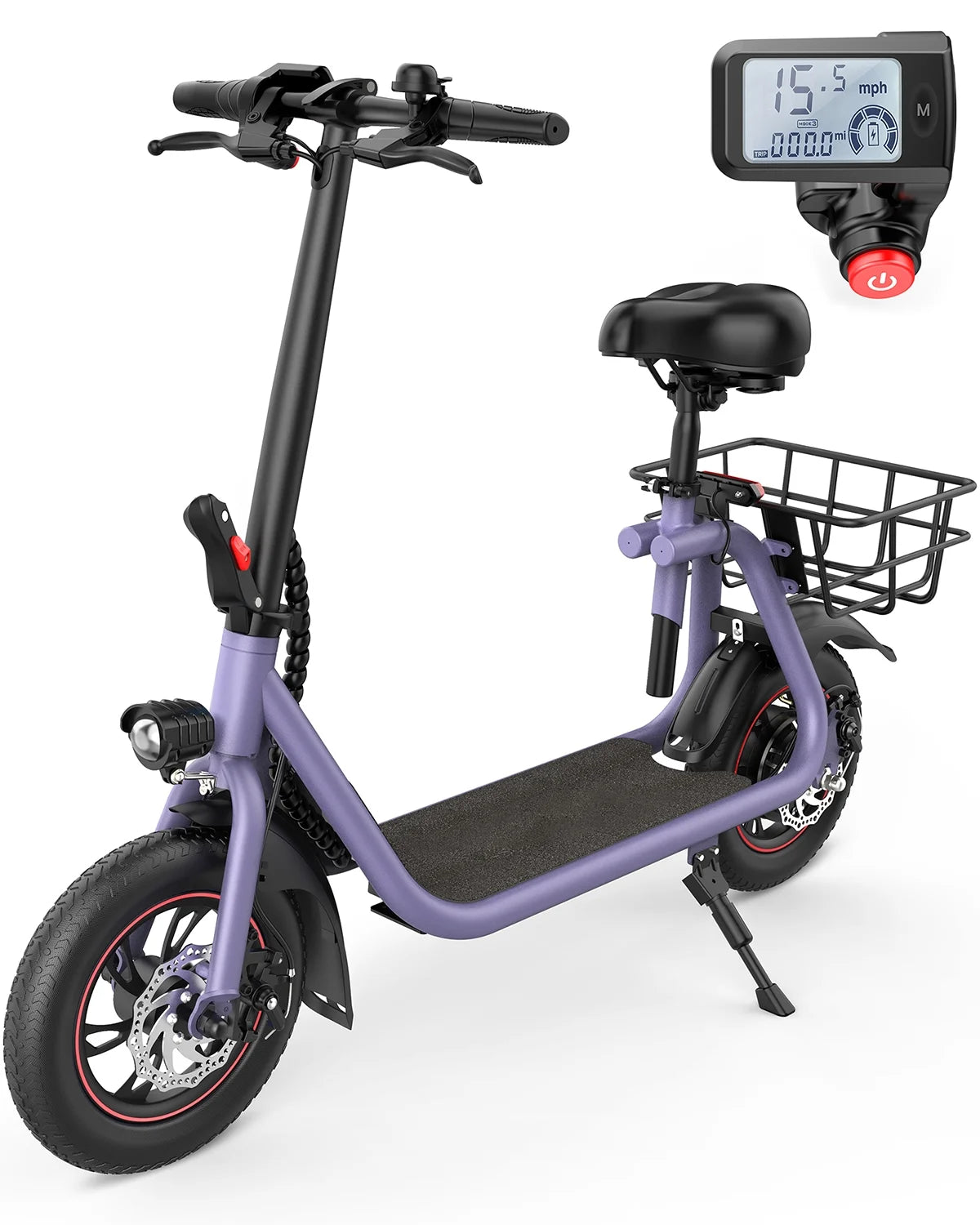 Electric Scooter with Seat, 450W Motor, 22 Miles Range, Folding, Black G7384