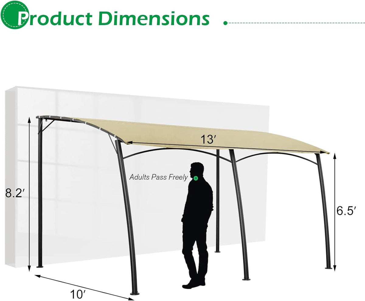 13'x10' Beige Steel Outdoor Awning Gazebo Q20054