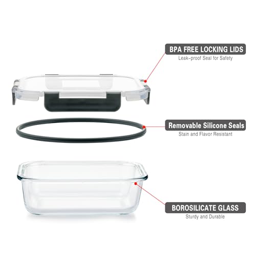 10 Pack 22 Oz Glass Meal Prep Containers with Lids, Gray B213266