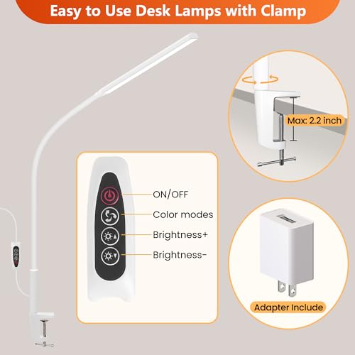 White Desk Lamp with Clamp H298915