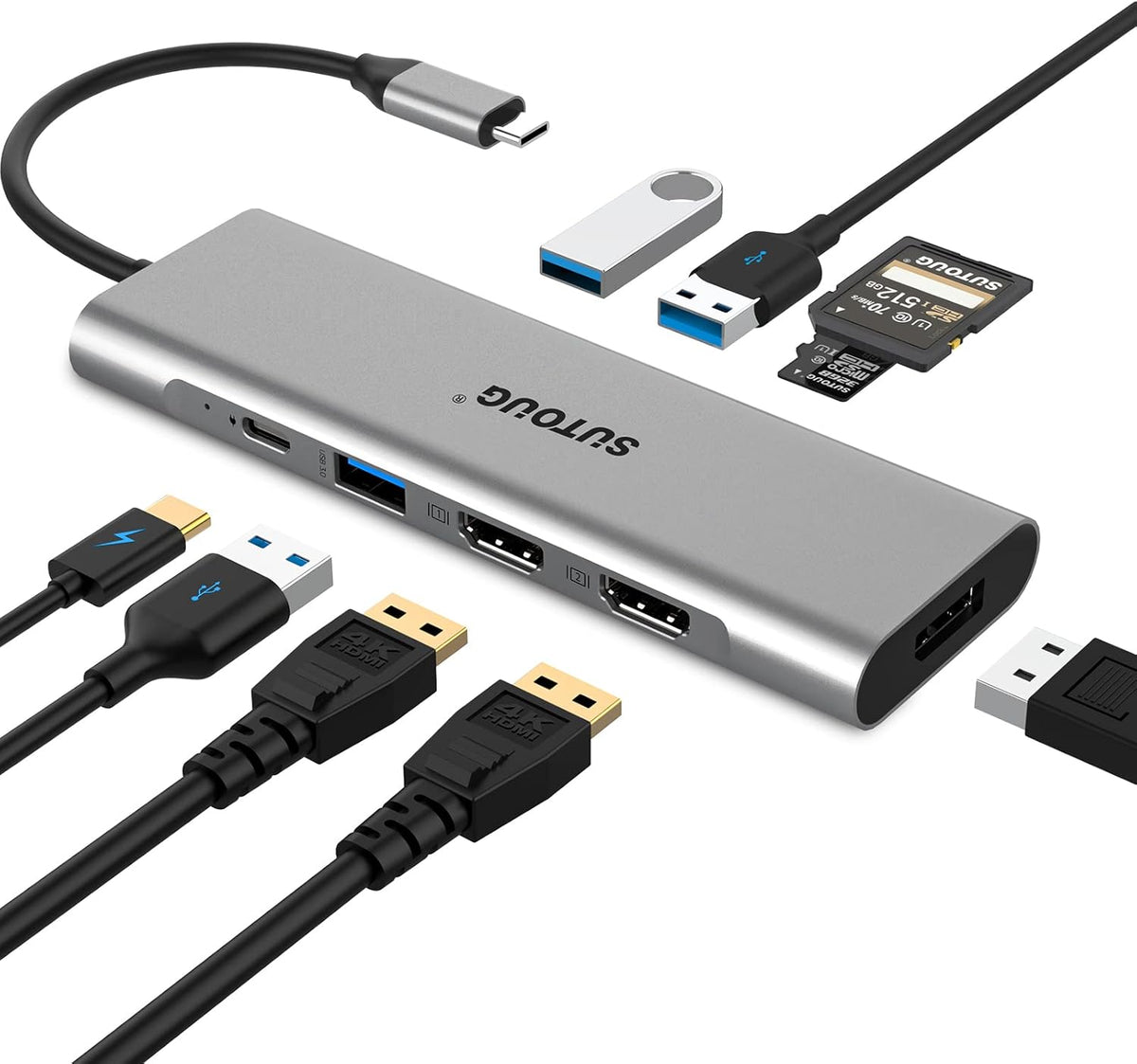 12 in 1 USB C Hub Docking Station with Triple Displays, 2 HDMI, DP, 100W PD, SD/TF Card Reader, 3 USB 3.0 Ports L576531