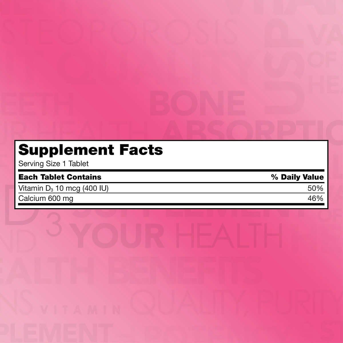 Calcium 600 mg with Vitamin D3, 500 Tablets (4 Pack) J194681