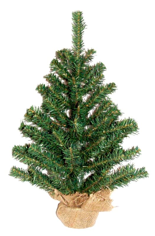 Small 12” Unlit Christmas Tree with Burlap Weighted Base I12604
