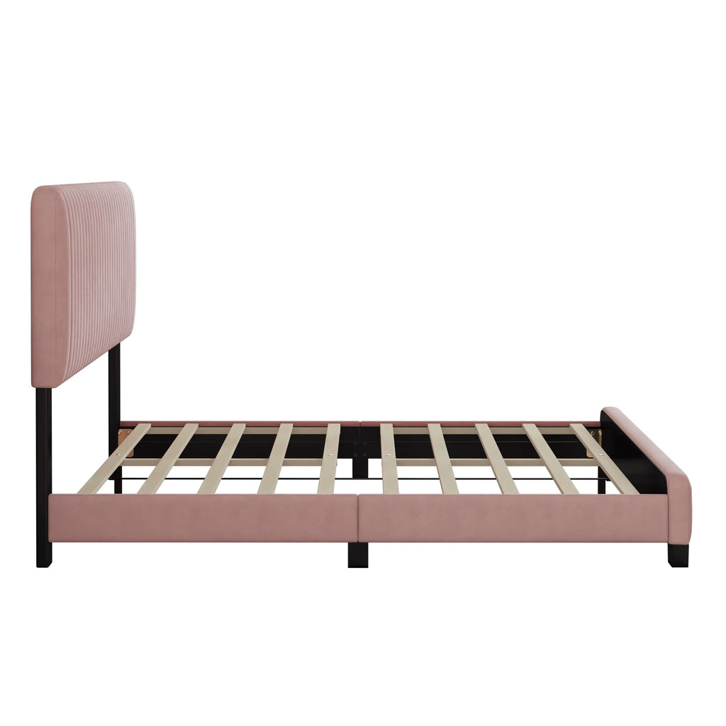 Pink Velvet Upholstered Platform Bed D579025